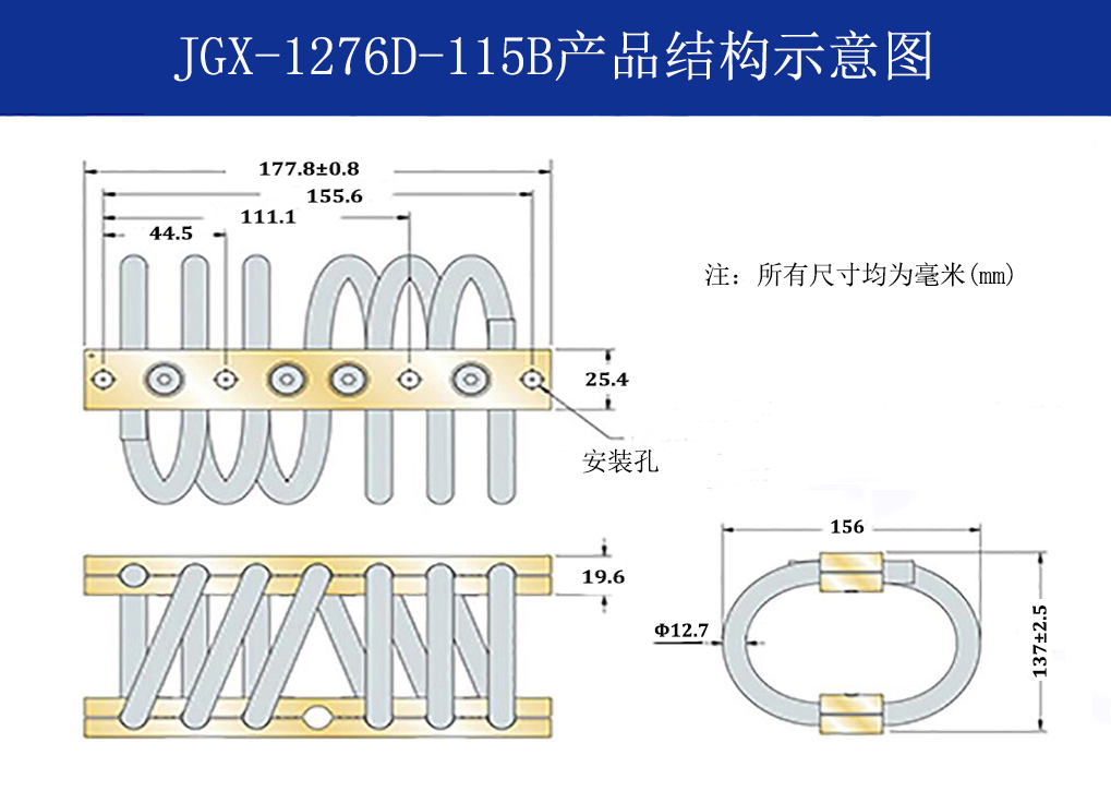 JGX-1276D-115B多應用鋼絲繩隔振器結構